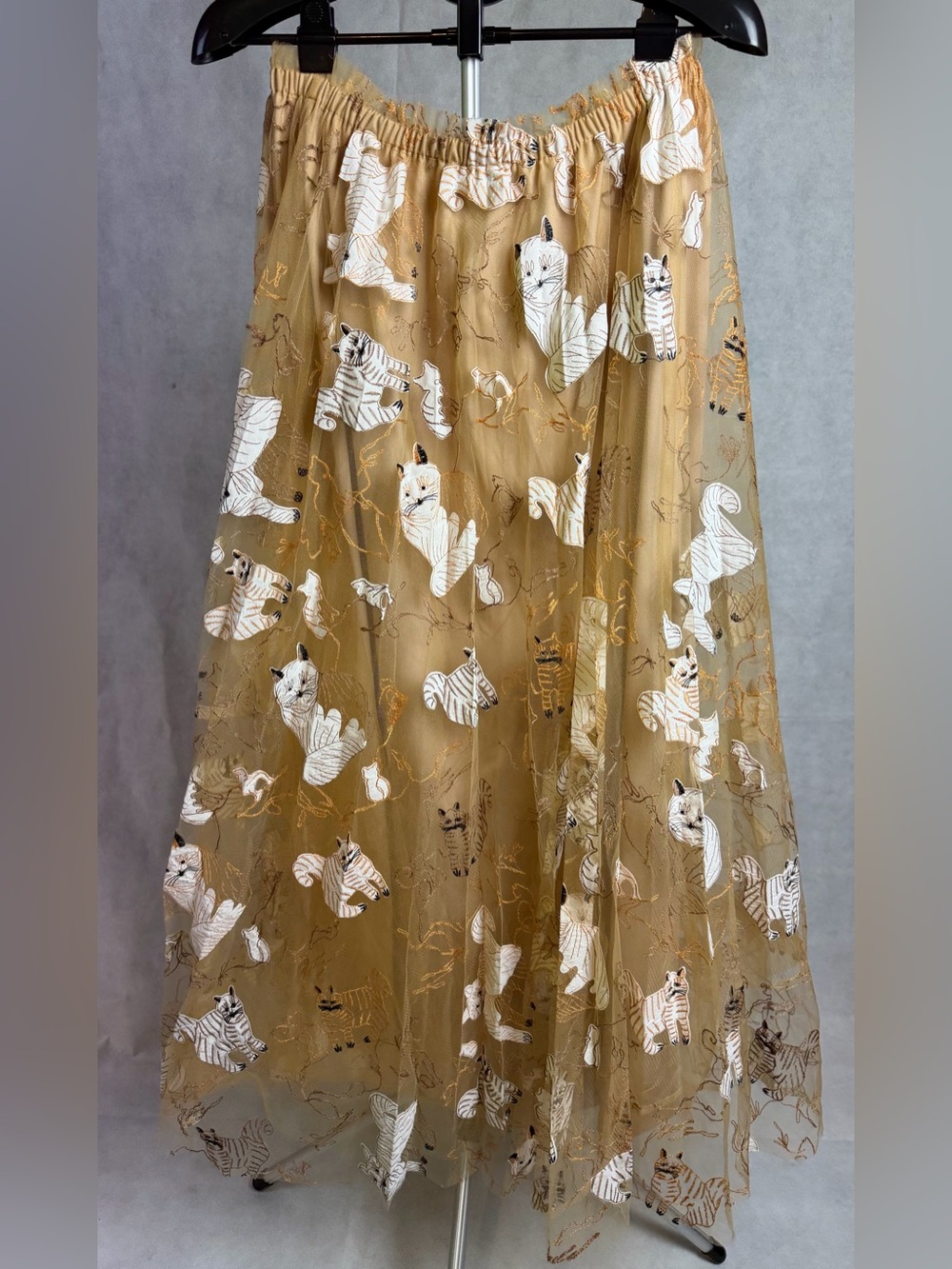 Geisha Designs Appliqué Maxi Skirt Anthropologie Cat Print NWT XL - Picture 6 of 10
